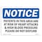 Signmission Safety Sign, OSHA Notice, 10" Height, Patients In This Area Are At Risk Sign, Portrait OS-NS-D-710-V-17151 - alternate 1